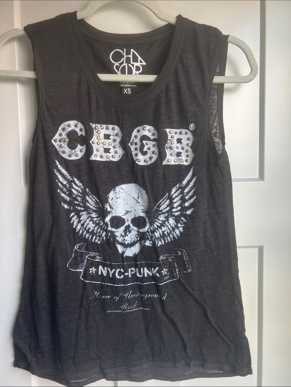 Chasor Black CBGB Skull Muscle Tee - Women's XS